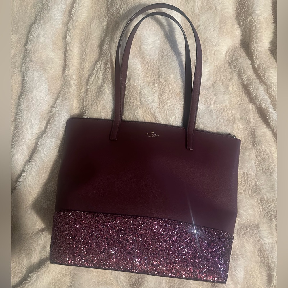 Kate Spade Maroon Glitter Tote